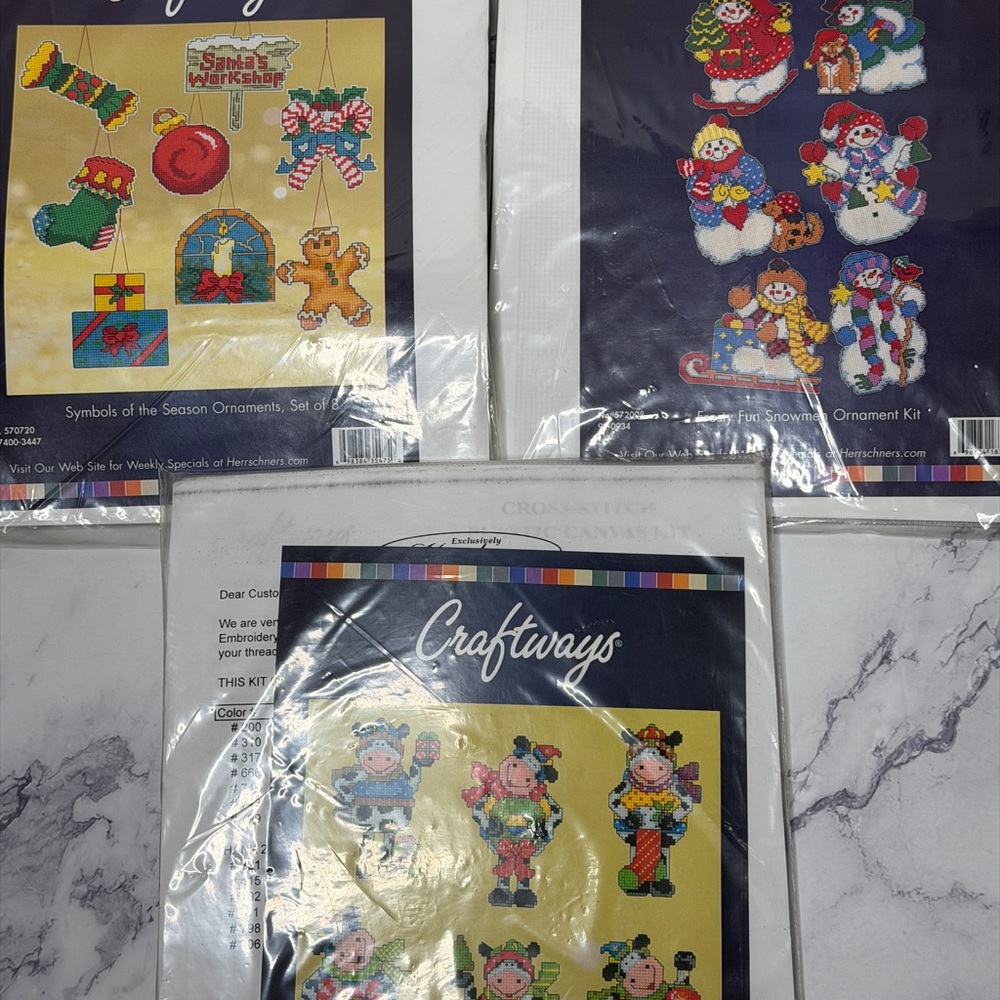 Vintage Craftways Christmas Ornament Kits lot of 3.
